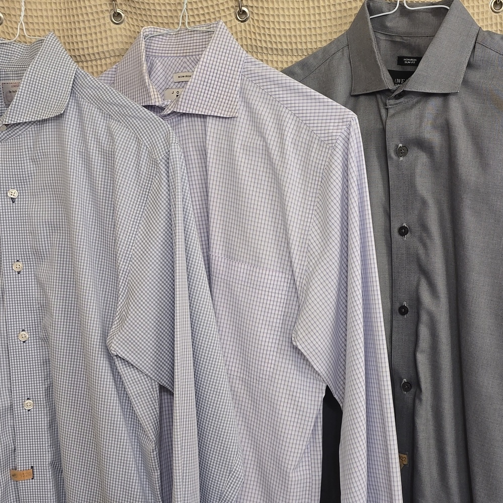 3 Shirts,100%cotton Lorenzo Uomo,Joseph Aboud & Kenneth Cole Slim fit.15.5 34/35
